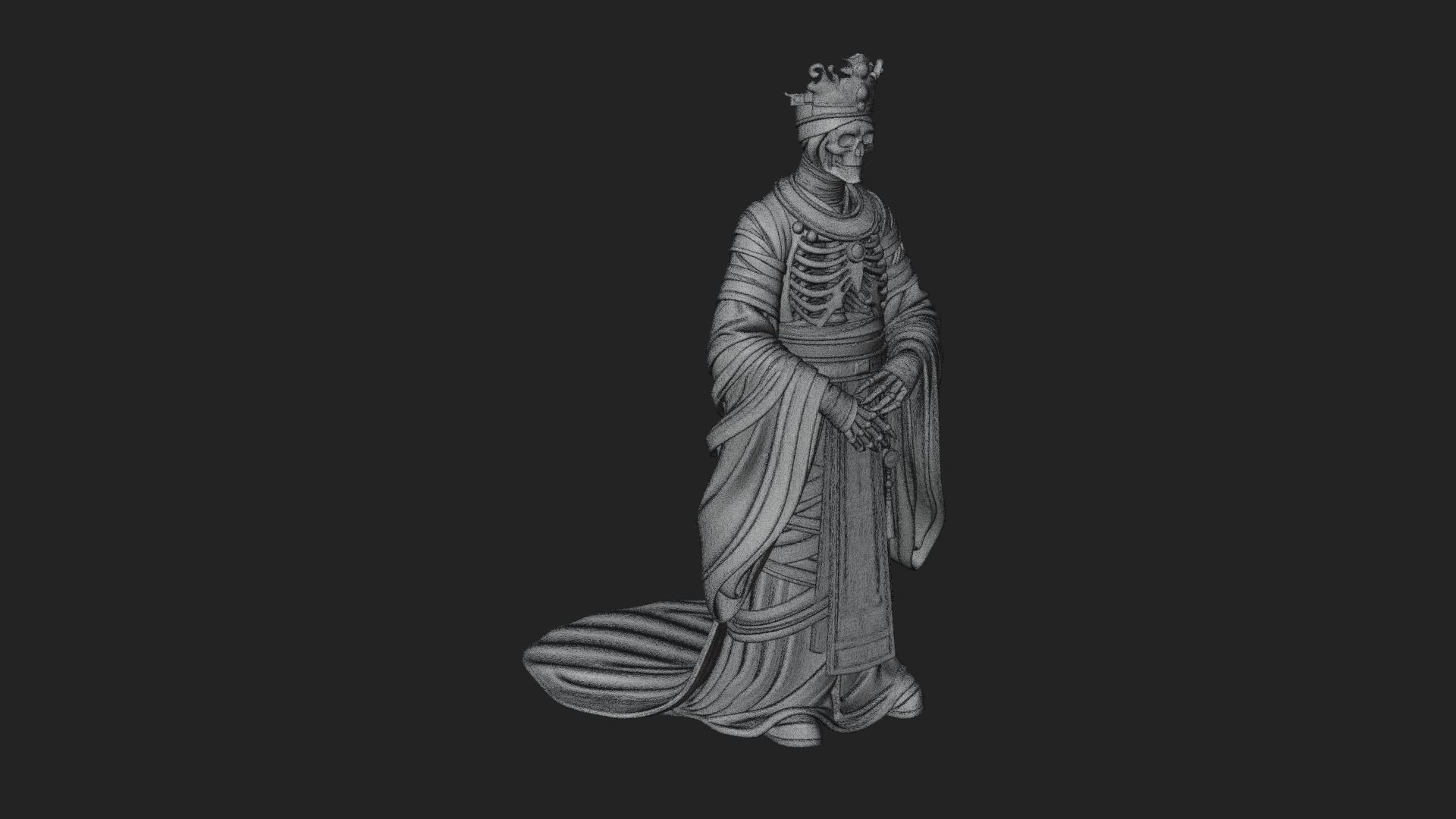 Crowned Skeleton King Statue Design 18 3D Print Model 3D Model