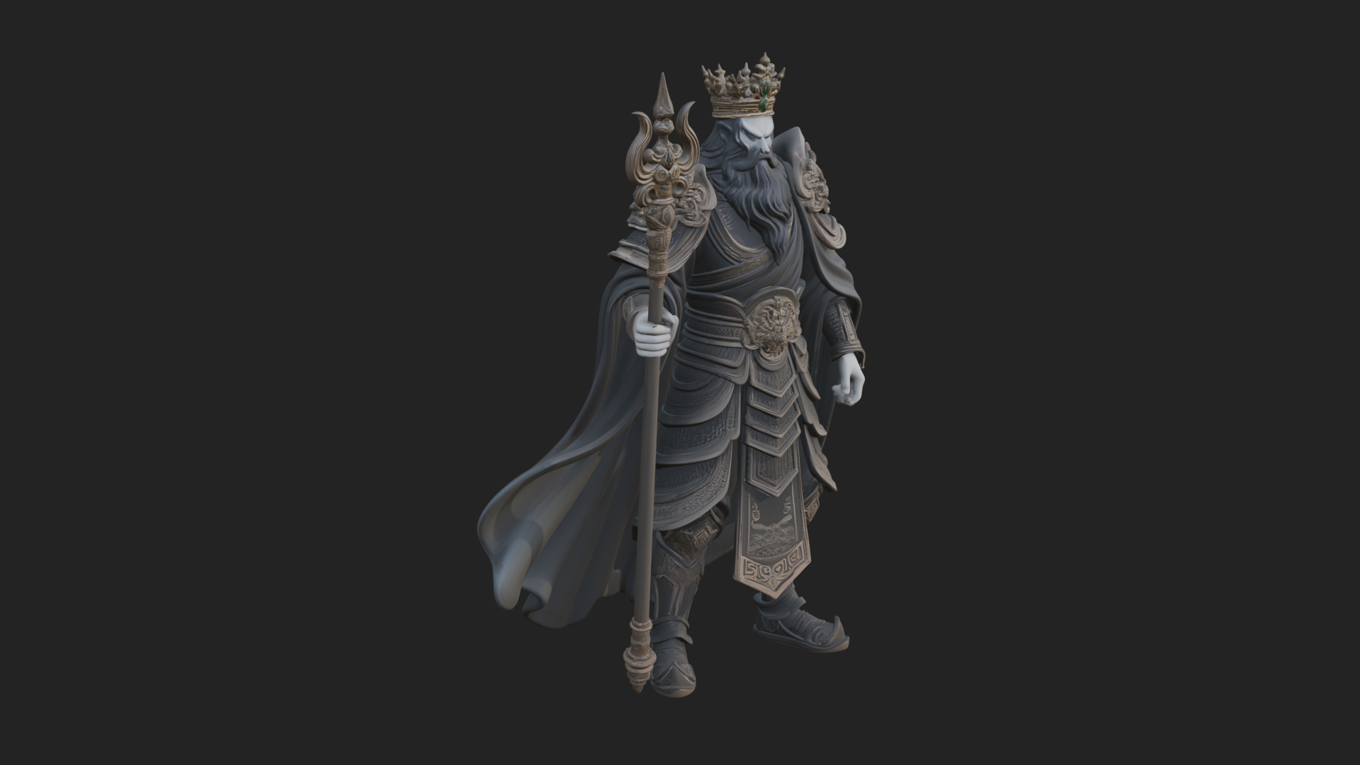 Crowned Skeleton King Statue Design 19 3D Print Model 3D Model