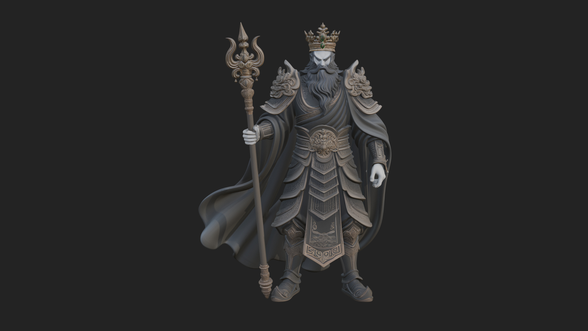 Crowned Skeleton King Statue Design 19 3D Print Model 3D Model