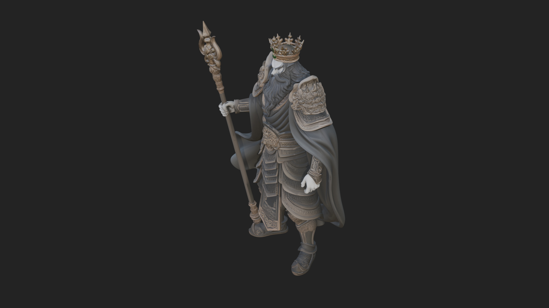 Crowned Skeleton King Statue Design 19 3D Print Model 3D Model