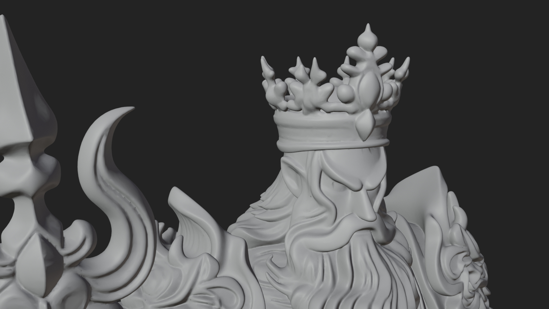 Crowned Skeleton King Statue Design 19 3D Print Model 3D Model
