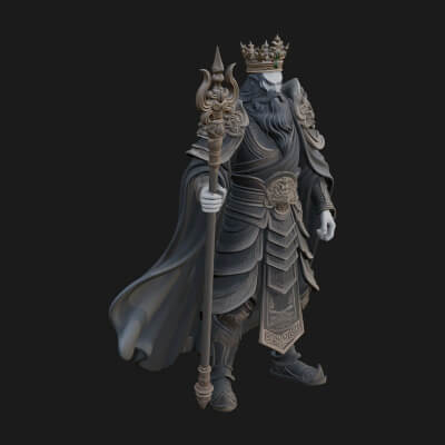 Crowned Skeleton King Statue Design 19 3D Print Model