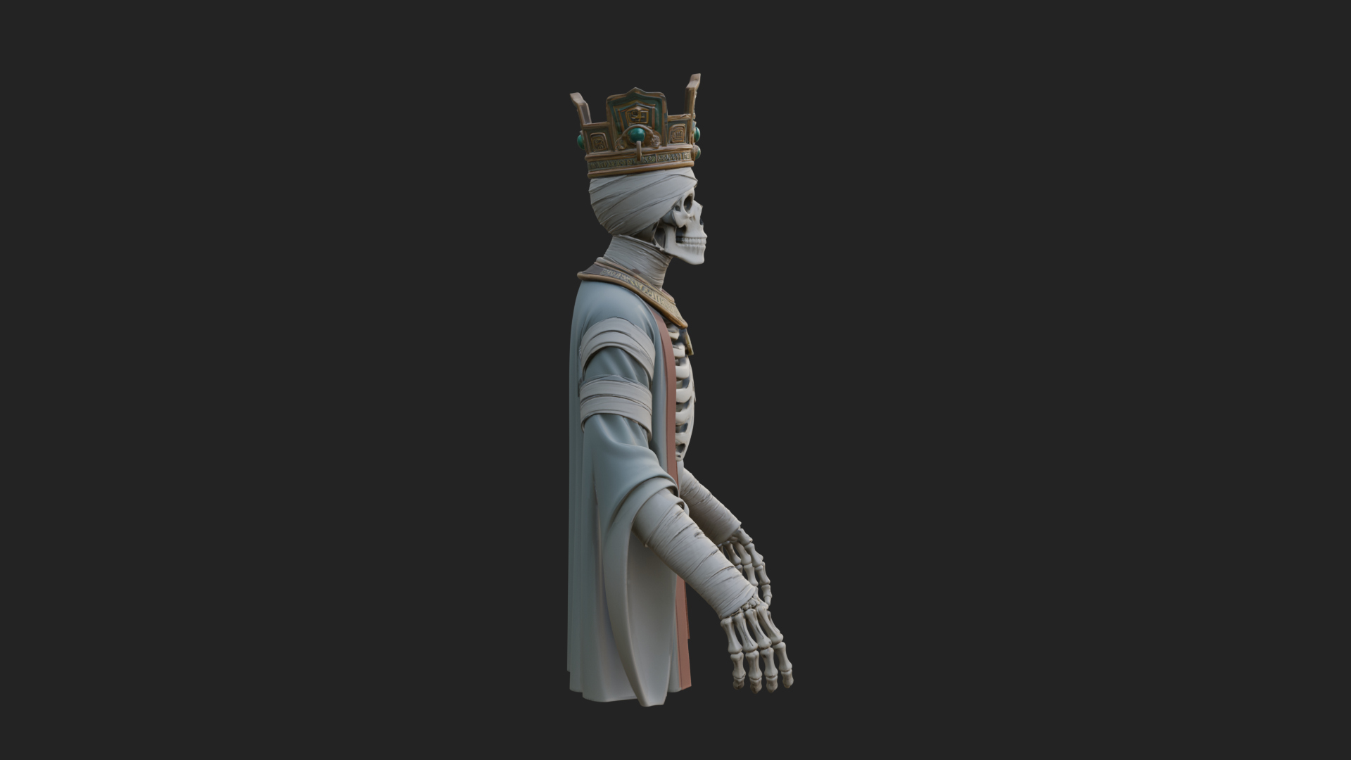 Crowned Skeleton King Statue Design 2 3D Print Model 3D Model