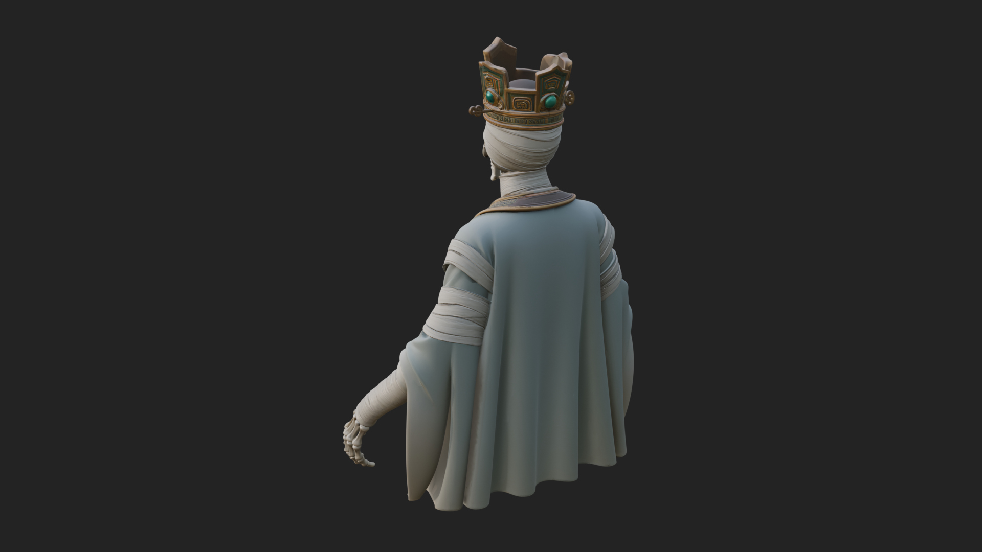 Crowned Skeleton King Statue Design 2 3D Print Model 3D Model