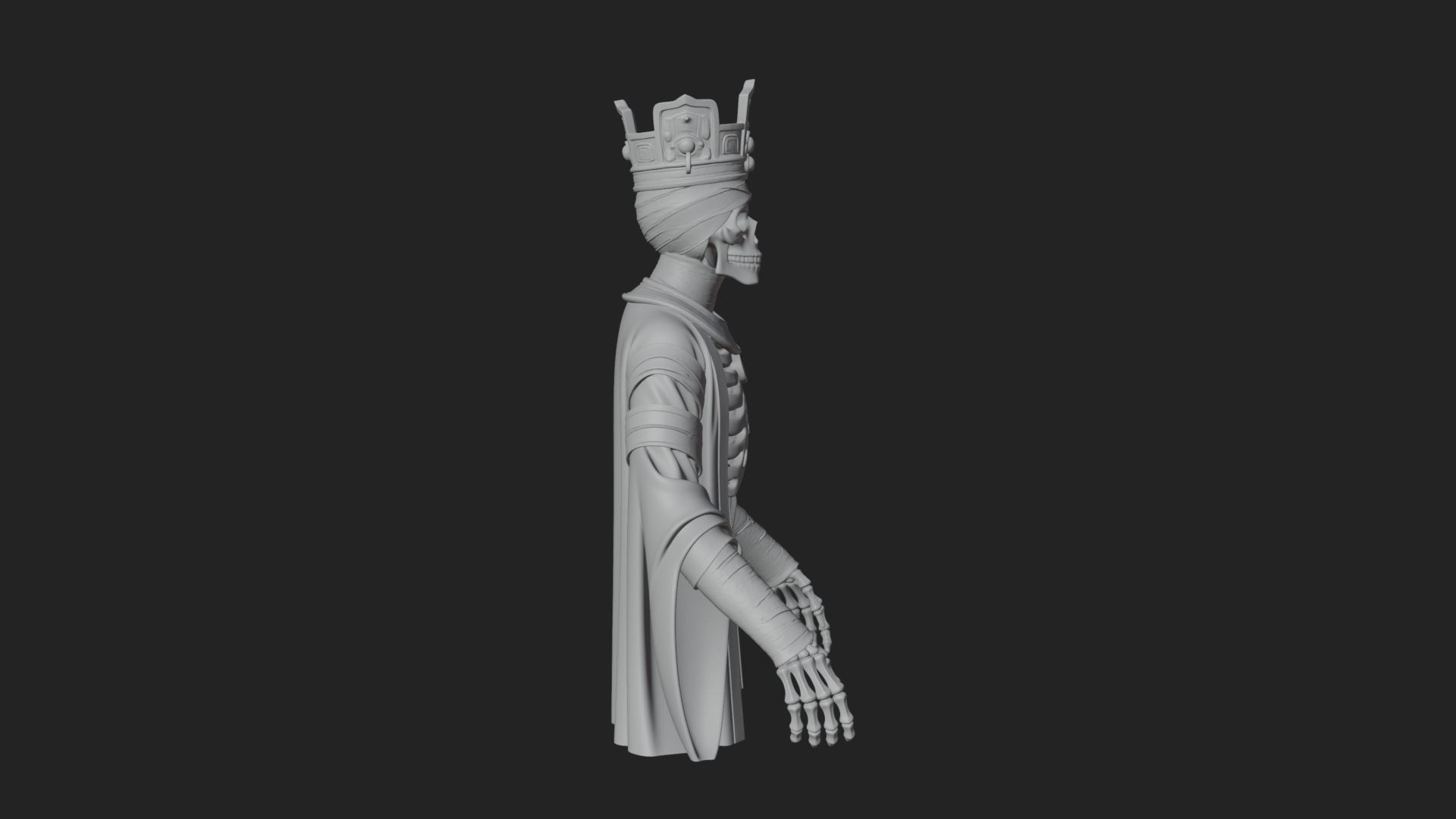 Crowned Skeleton King Statue Design 2 3D Print Model 3D Model