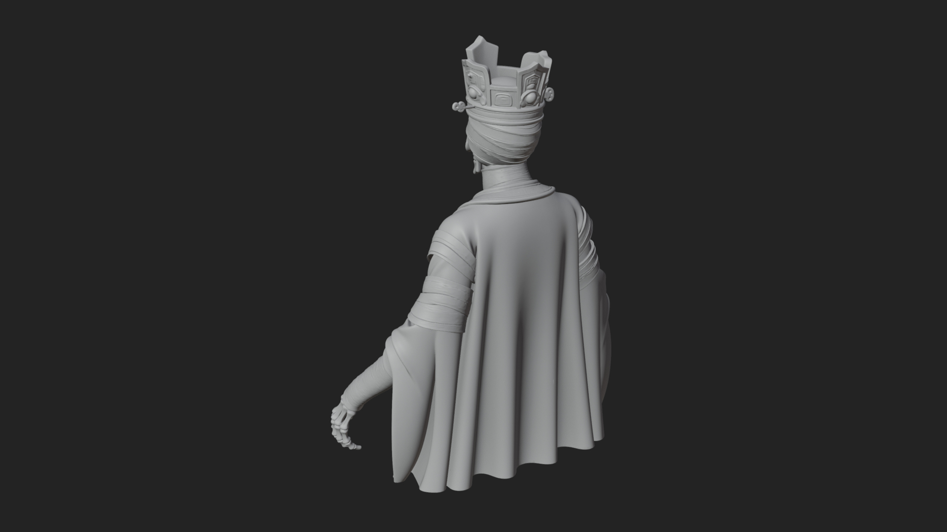 Crowned Skeleton King Statue Design 2 3D Print Model 3D Model
