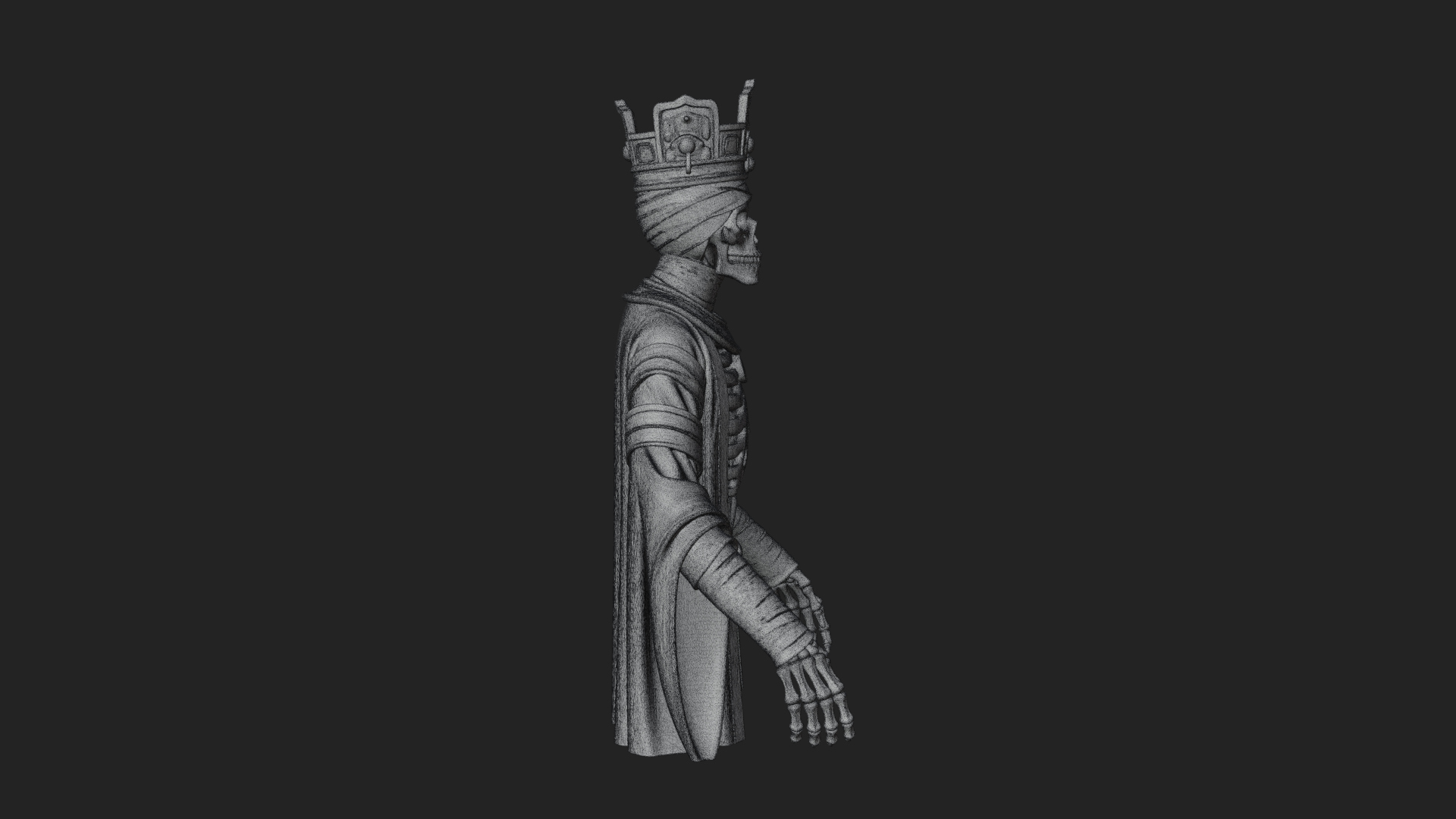 Crowned Skeleton King Statue Design 2 3D Print Model 3D Model