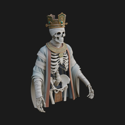 Crowned Skeleton King Statue Design 2 3D Print Model