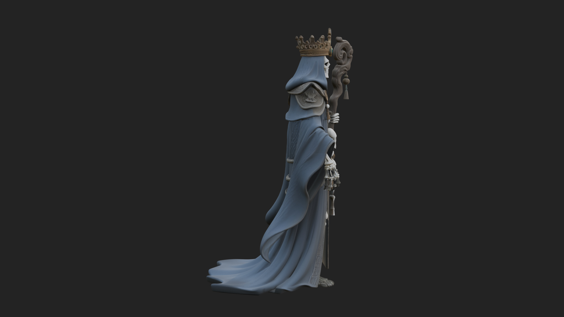 Crowned Skeleton King Statue Design 20 3D Print Model 3D Model