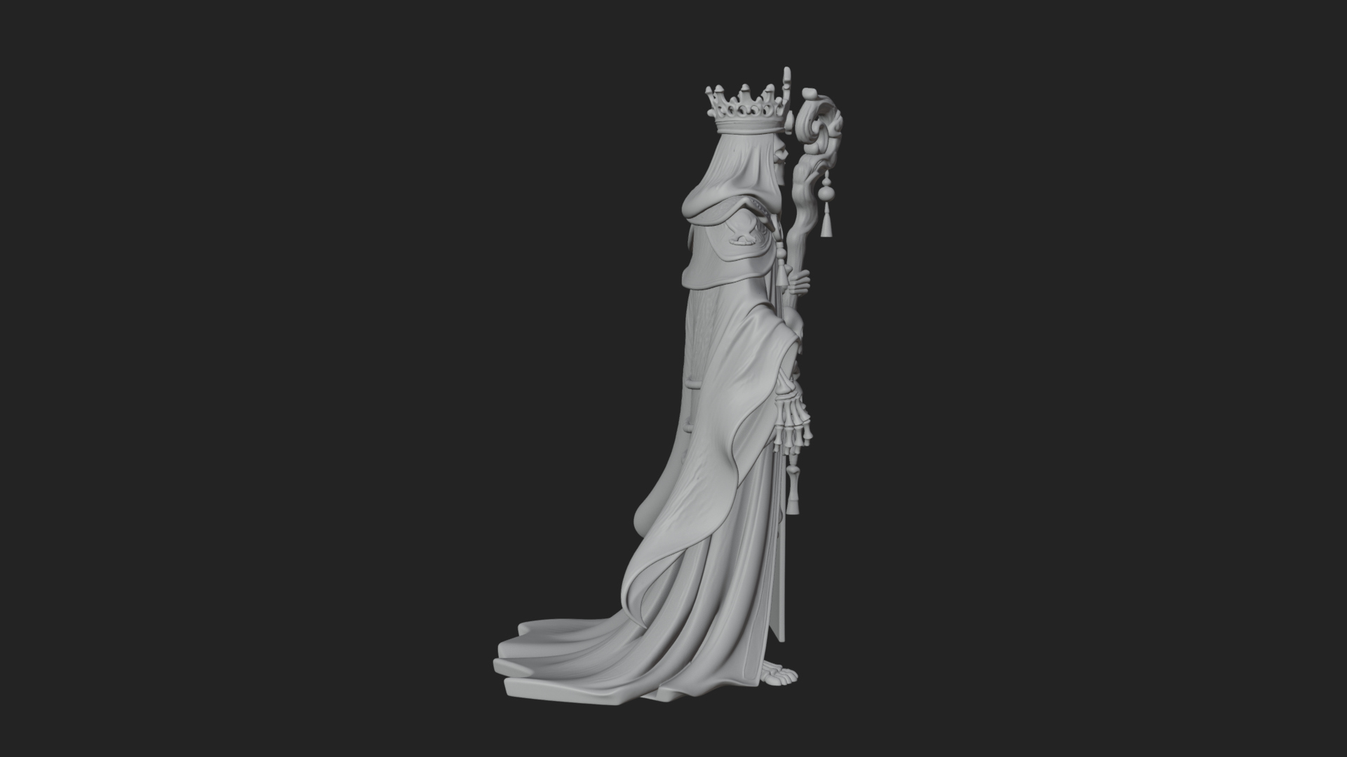 Crowned Skeleton King Statue Design 20 3D Print Model 3D Model