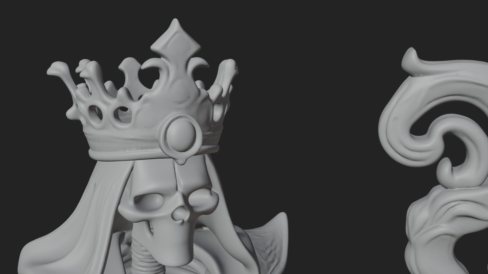 Crowned Skeleton King Statue Design 20 3D Print Model 3D Model