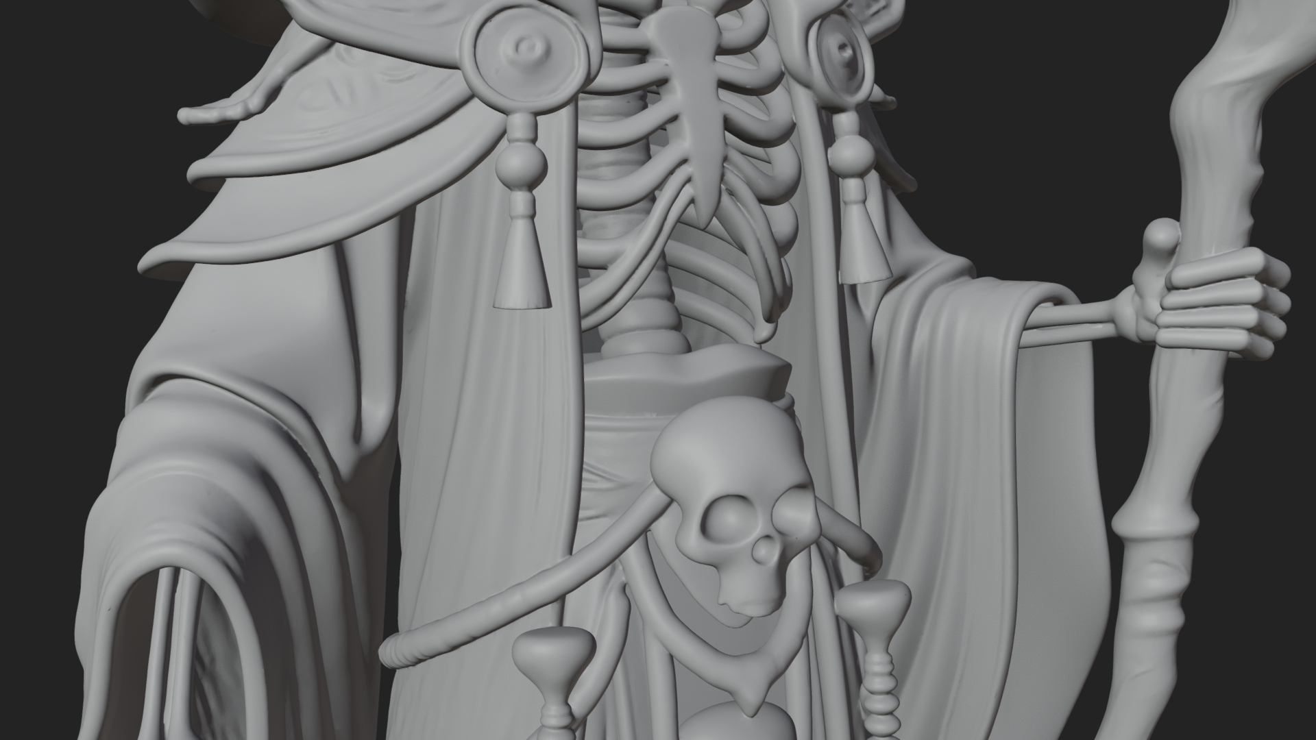 Crowned Skeleton King Statue Design 20 3D Print Model 3D Model