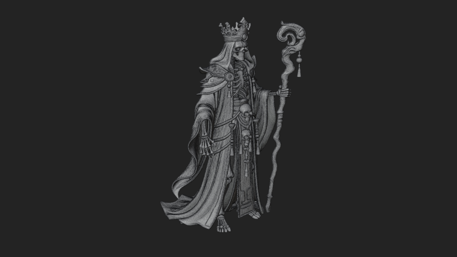 Crowned Skeleton King Statue Design 20 3D Print Model 3D Model