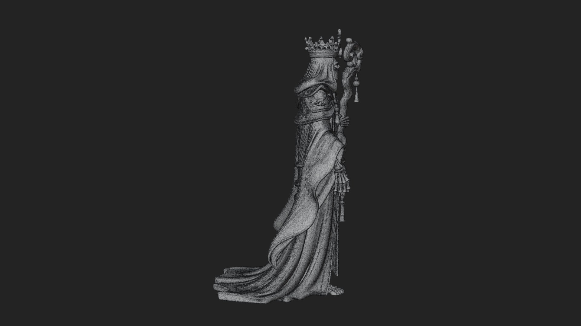 Crowned Skeleton King Statue Design 20 3D Print Model 3D Model