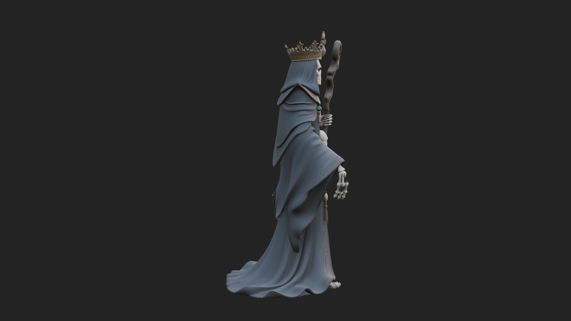 Crowned Skeleton King Statue Design 21 3D Print Model 3D Model