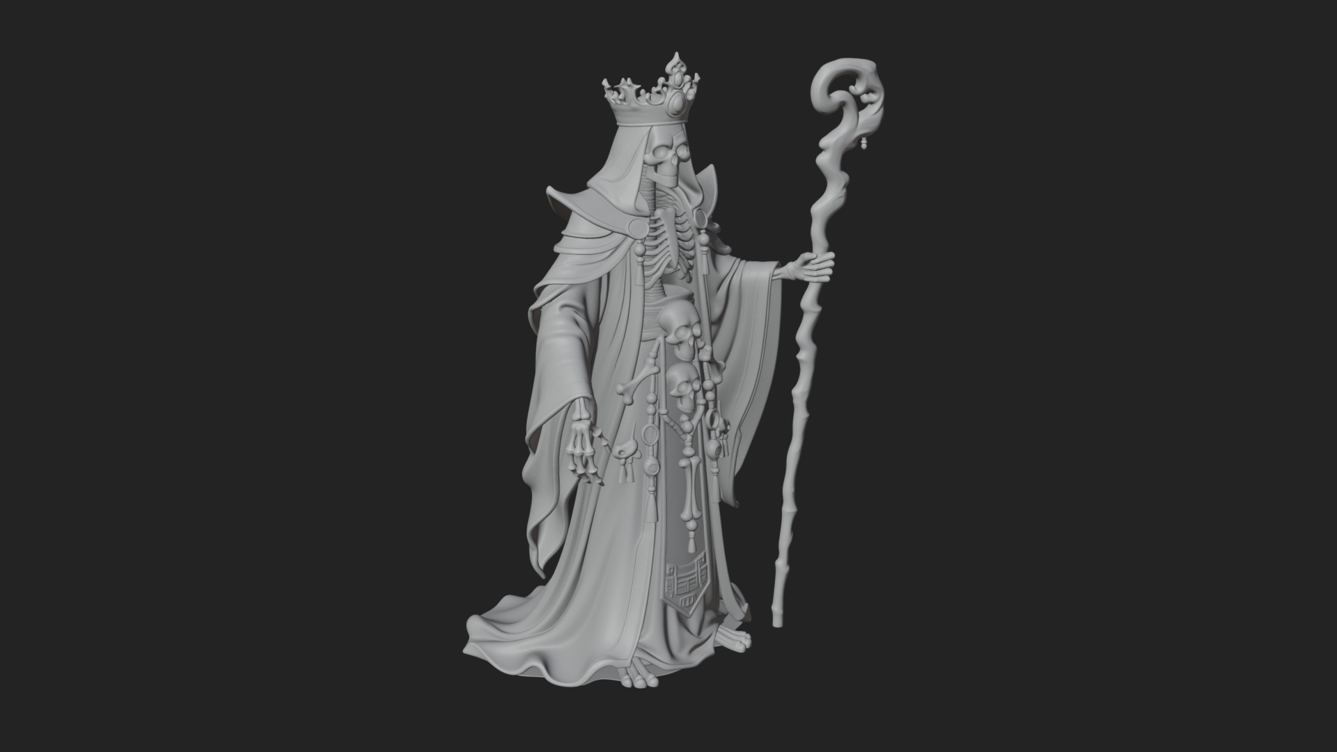 Crowned Skeleton King Statue Design 21 3D Print Model 3D Model