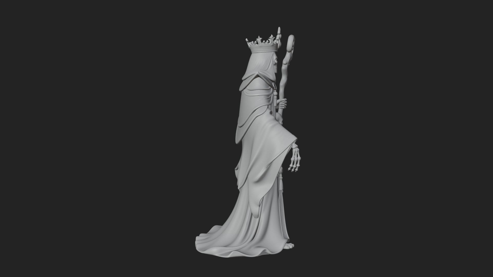 Crowned Skeleton King Statue Design 21 3D Print Model 3D Model