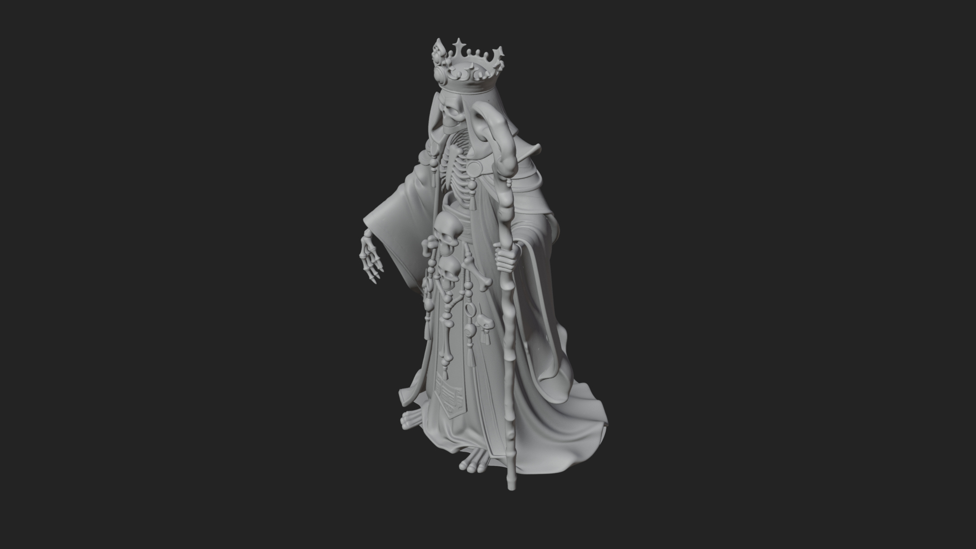 Crowned Skeleton King Statue Design 21 3D Print Model 3D Model