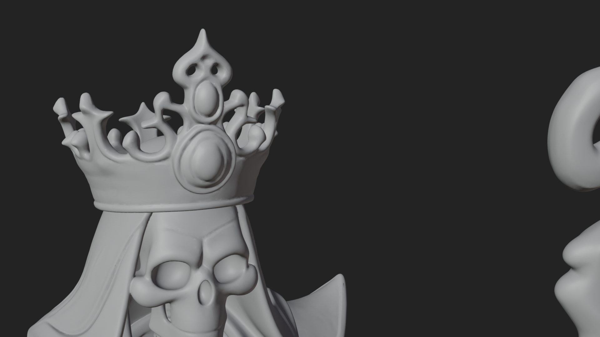 Crowned Skeleton King Statue Design 21 3D Print Model 3D Model