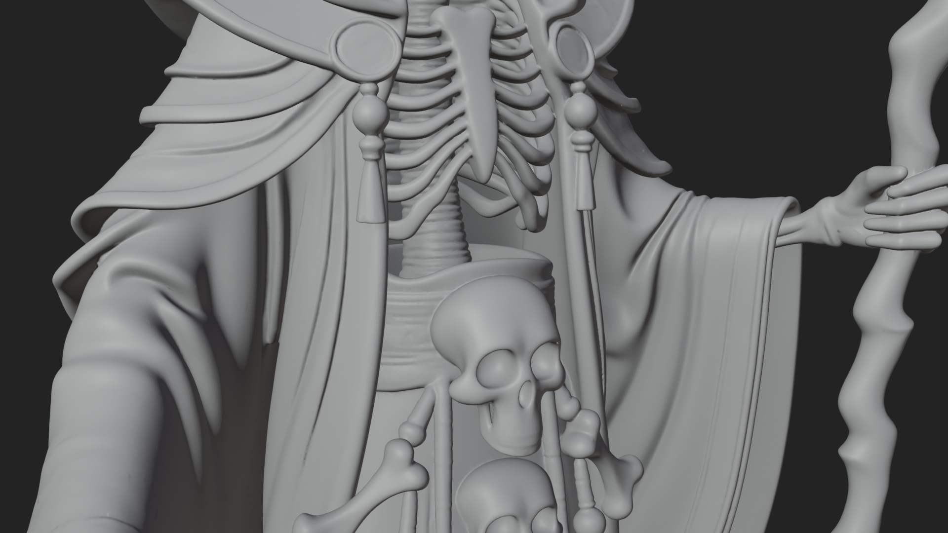 Crowned Skeleton King Statue Design 21 3D Print Model 3D Model