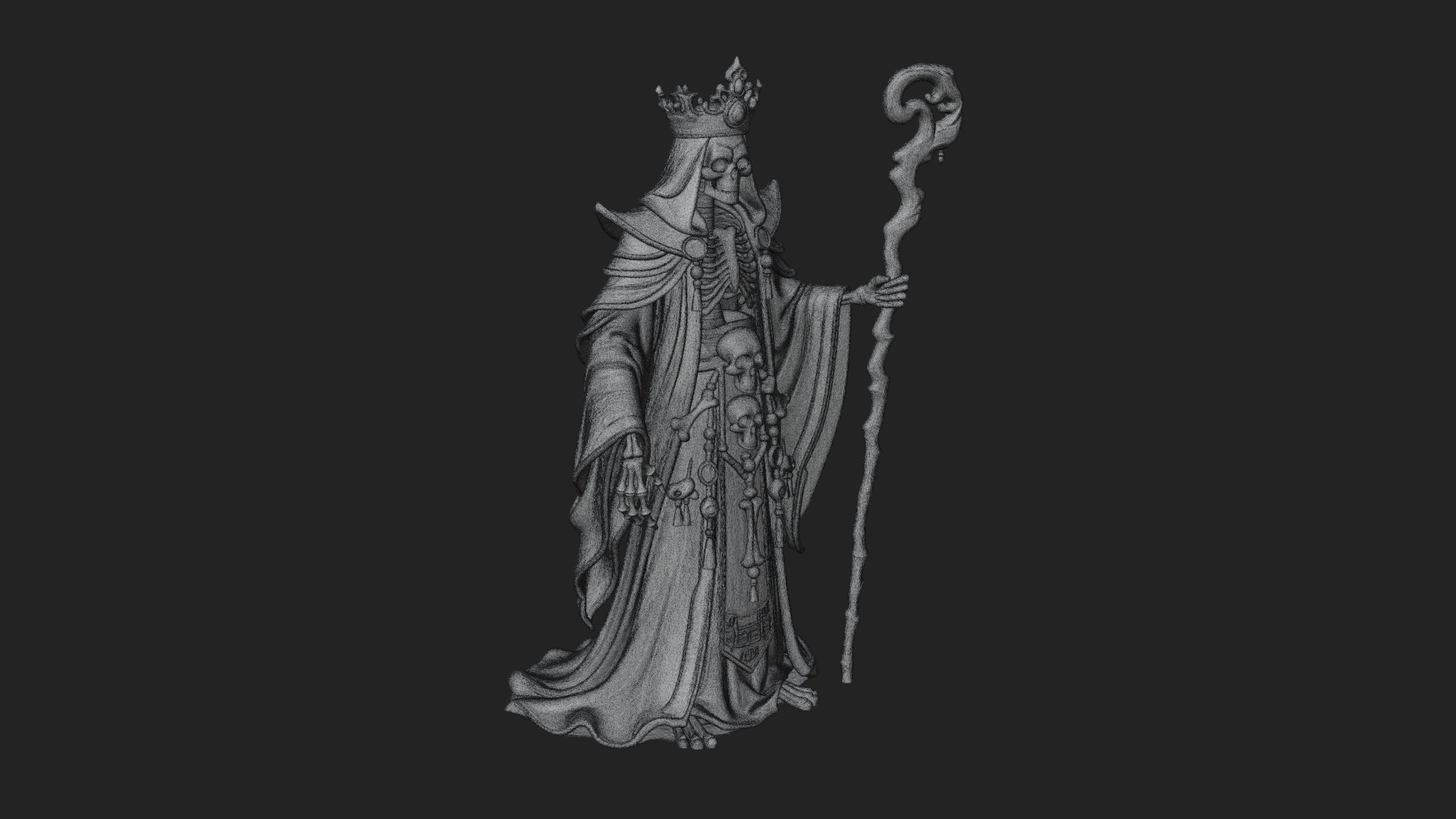 Crowned Skeleton King Statue Design 21 3D Print Model 3D Model