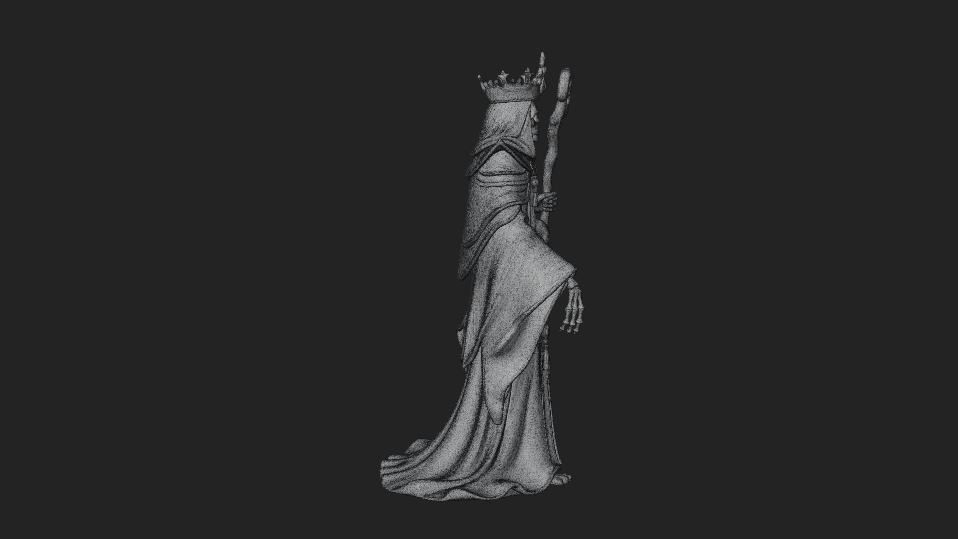 Crowned Skeleton King Statue Design 21 3D Print Model 3D Model