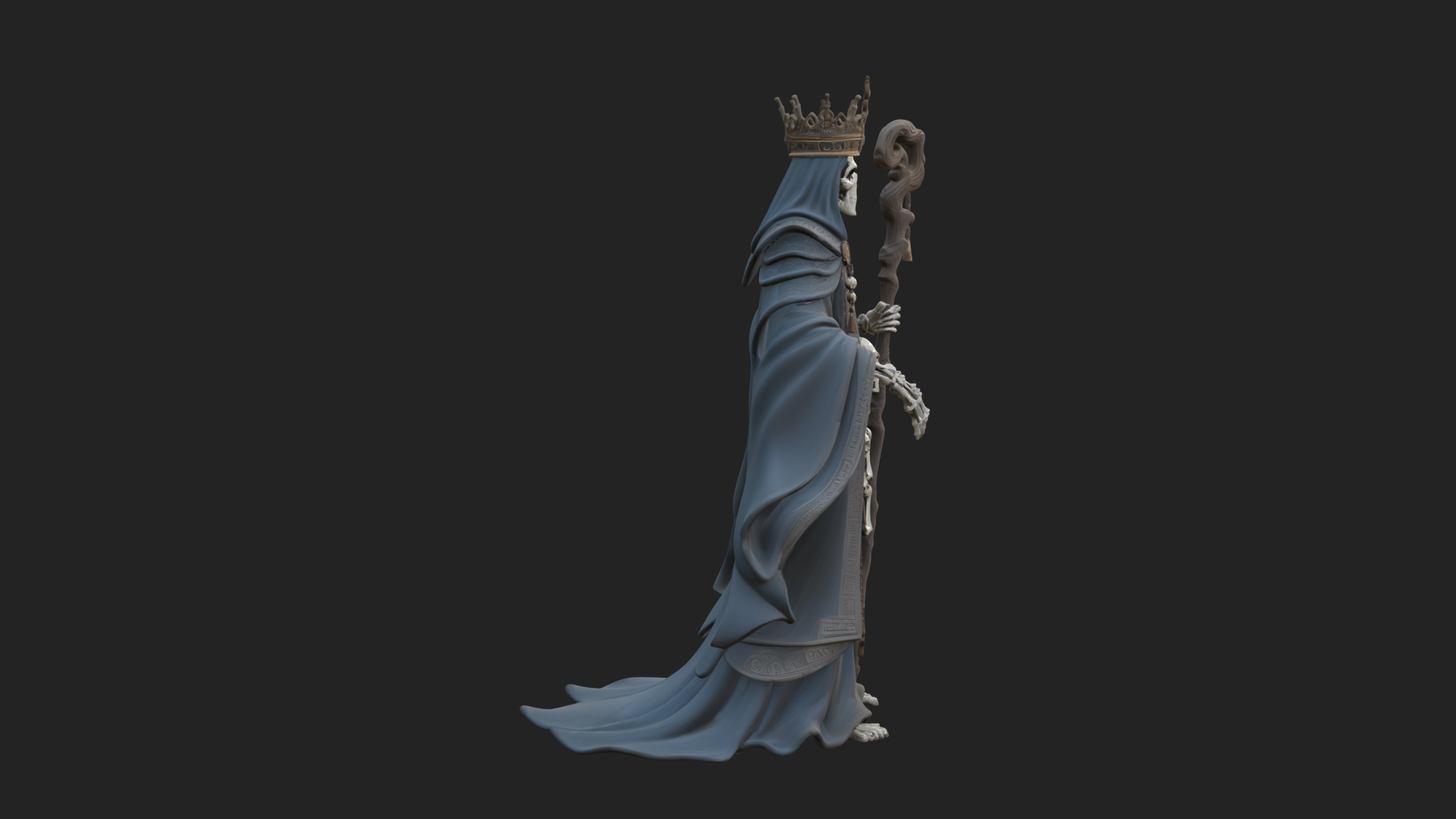 Crowned Skeleton King Statue Design 22 3D Print Model 3D Model