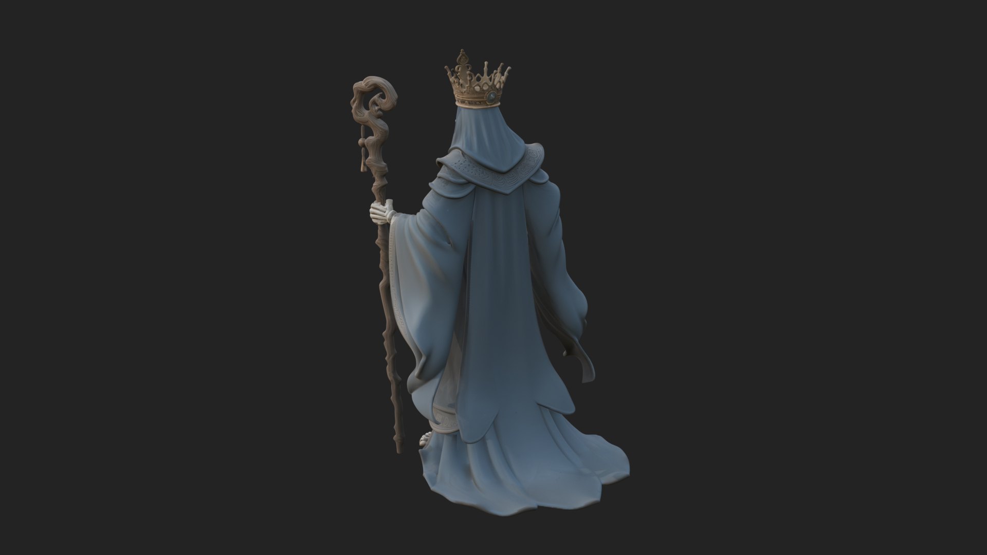 Crowned Skeleton King Statue Design 22 3D Print Model 3D Model