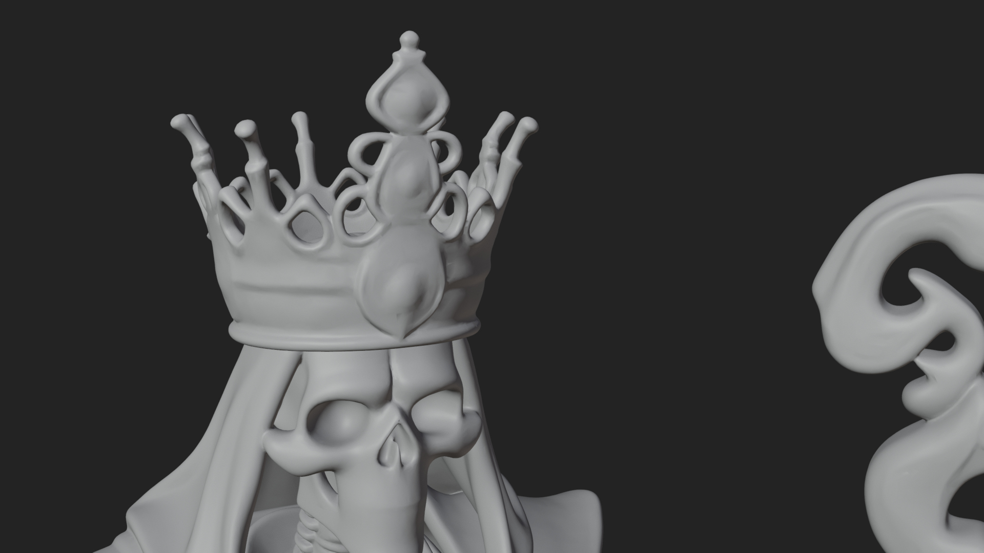 Crowned Skeleton King Statue Design 22 3D Print Model 3D Model