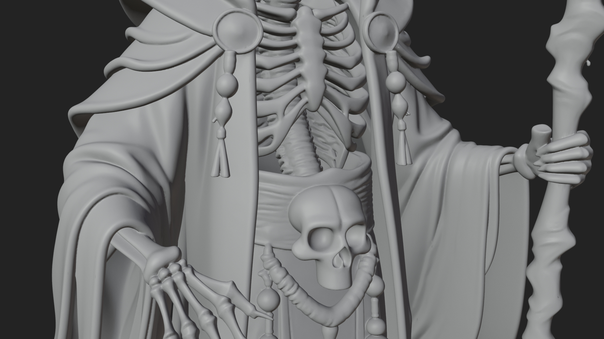 Crowned Skeleton King Statue Design 22 3D Print Model 3D Model