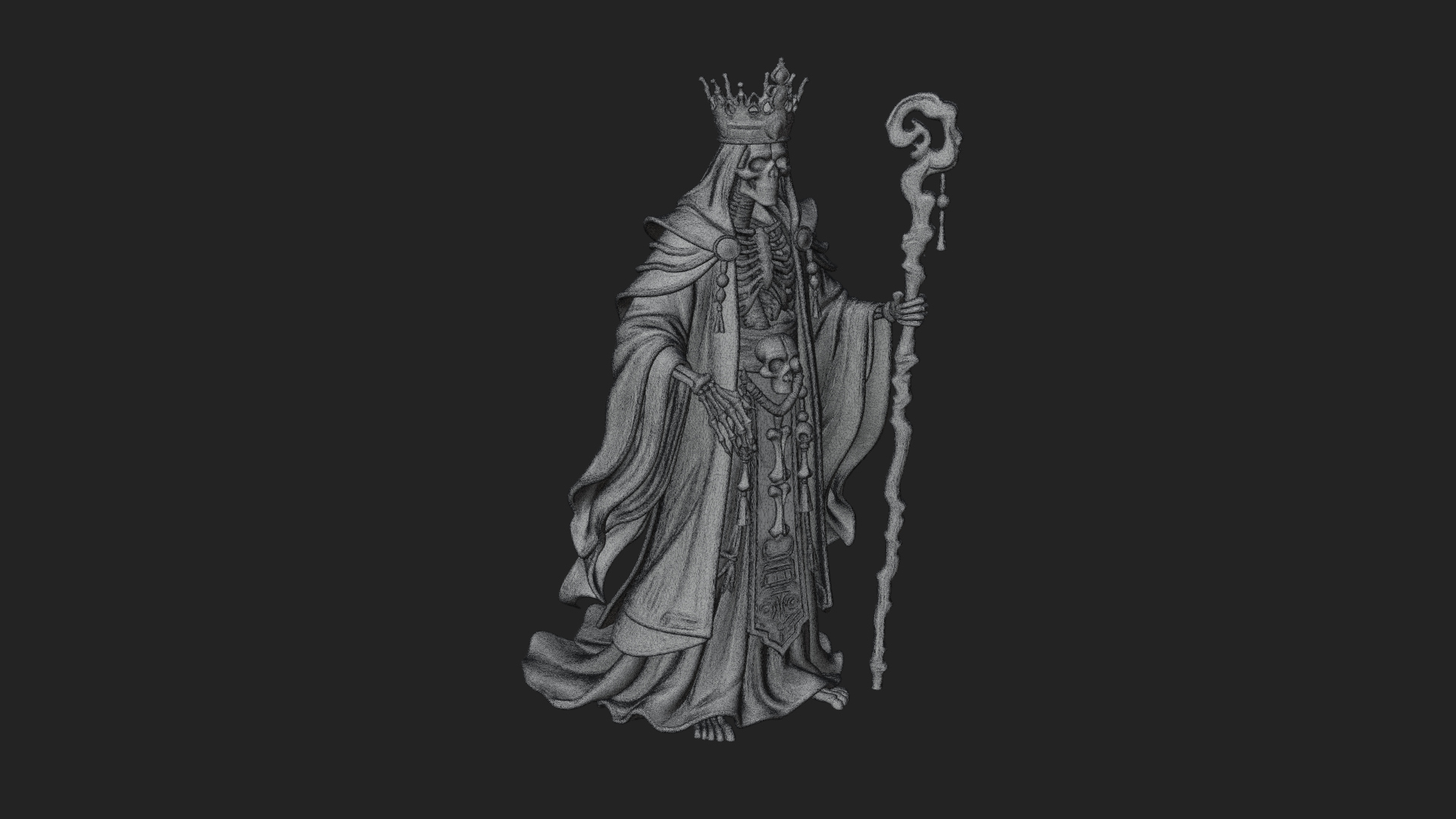 Crowned Skeleton King Statue Design 22 3D Print Model 3D Model
