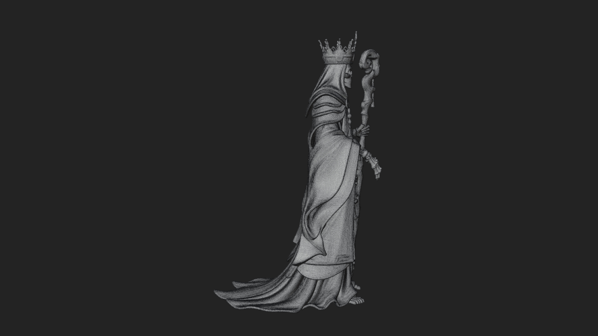 Crowned Skeleton King Statue Design 22 3D Print Model 3D Model