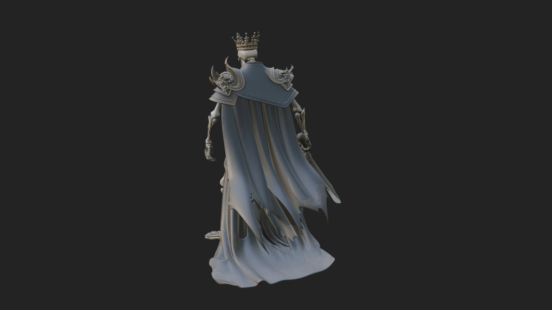 Crowned Skeleton King Statue Design 3 3D Print Model 3D Model