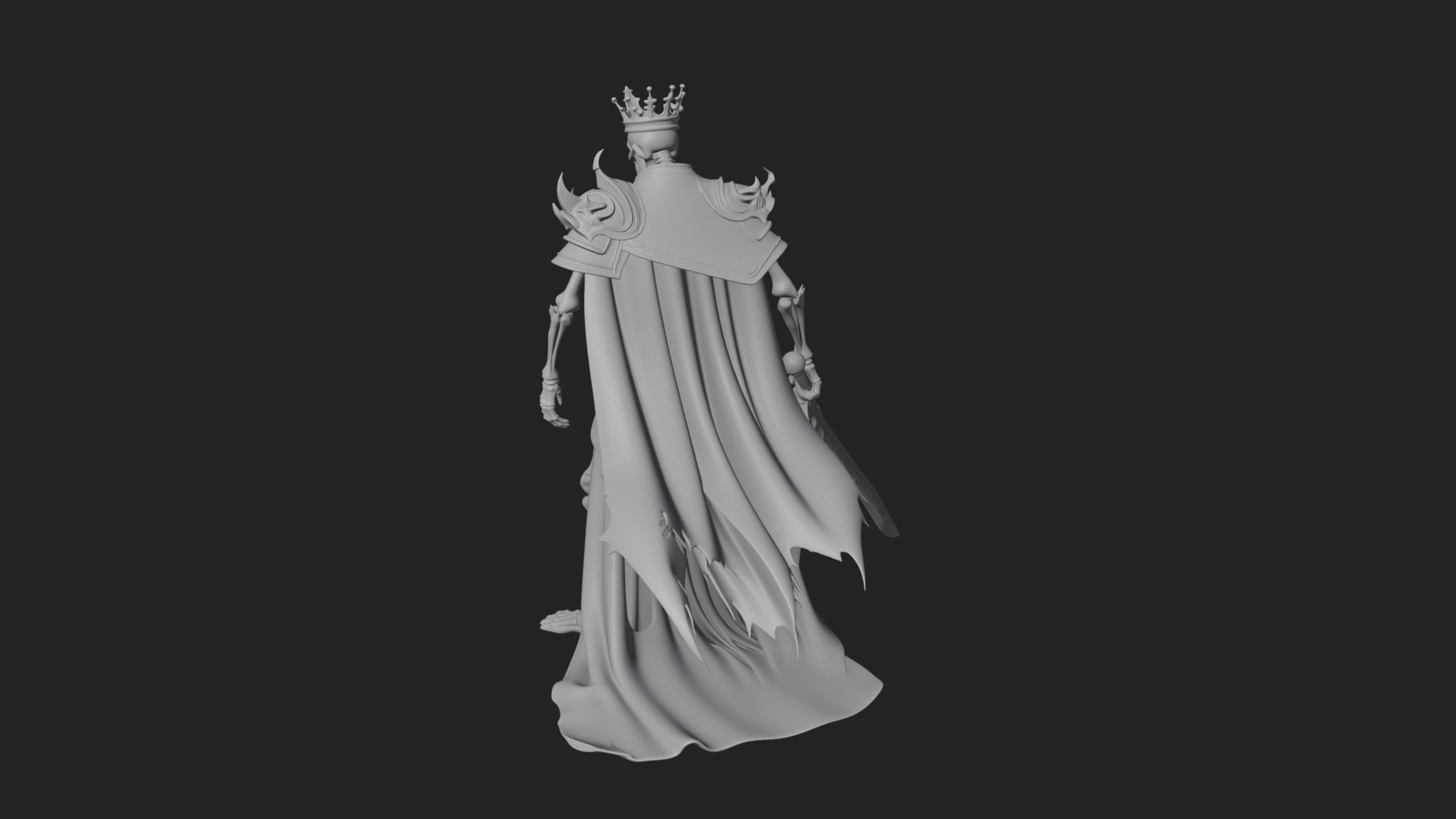 Crowned Skeleton King Statue Design 3 3D Print Model 3D Model