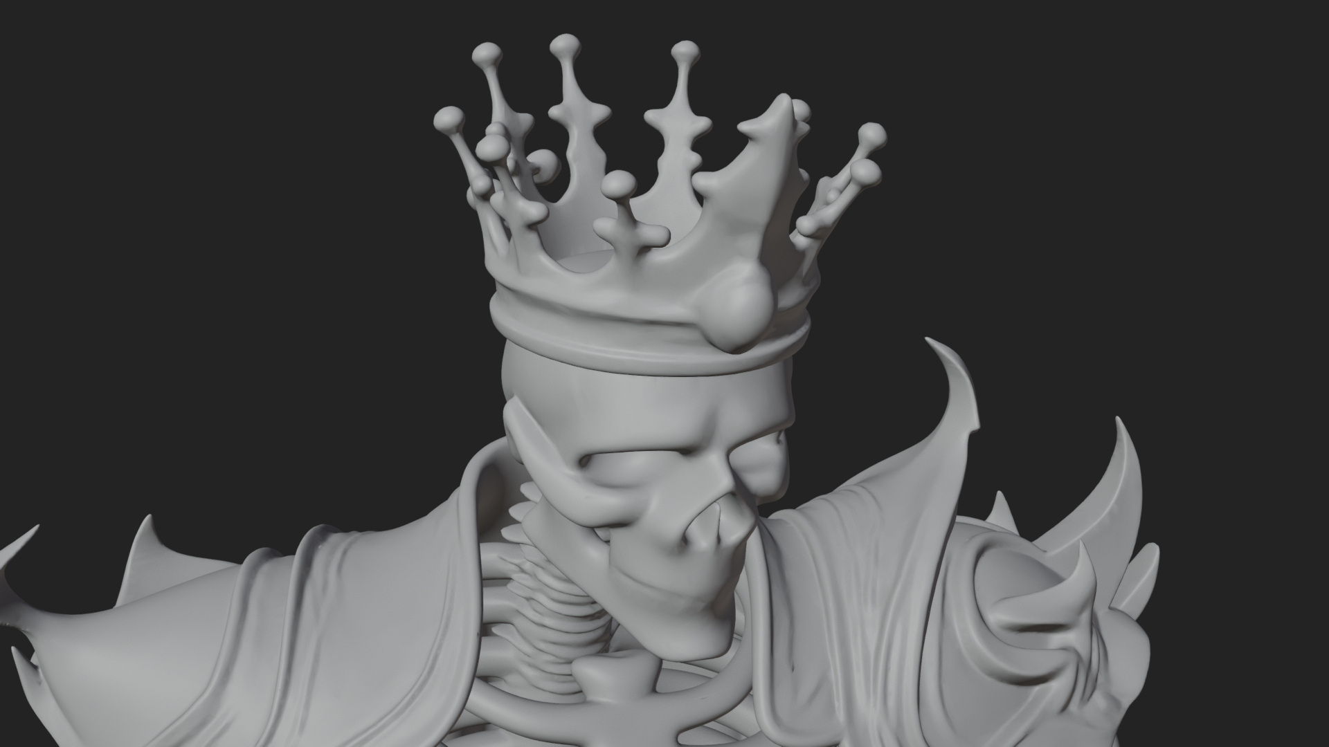 Crowned Skeleton King Statue Design 3 3D Print Model 3D Model
