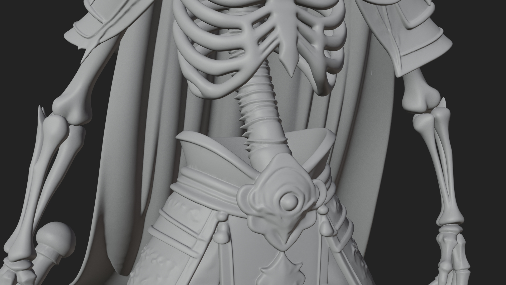 Crowned Skeleton King Statue Design 3 3D Print Model 3D Model