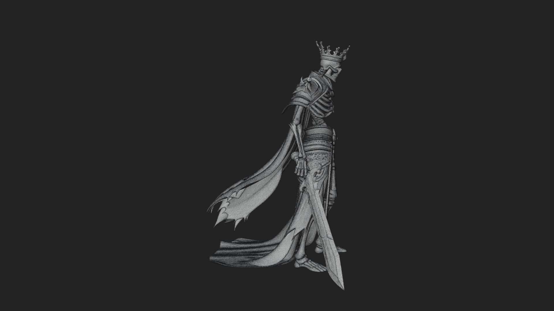 Crowned Skeleton King Statue Design 3 3D Print Model 3D Model