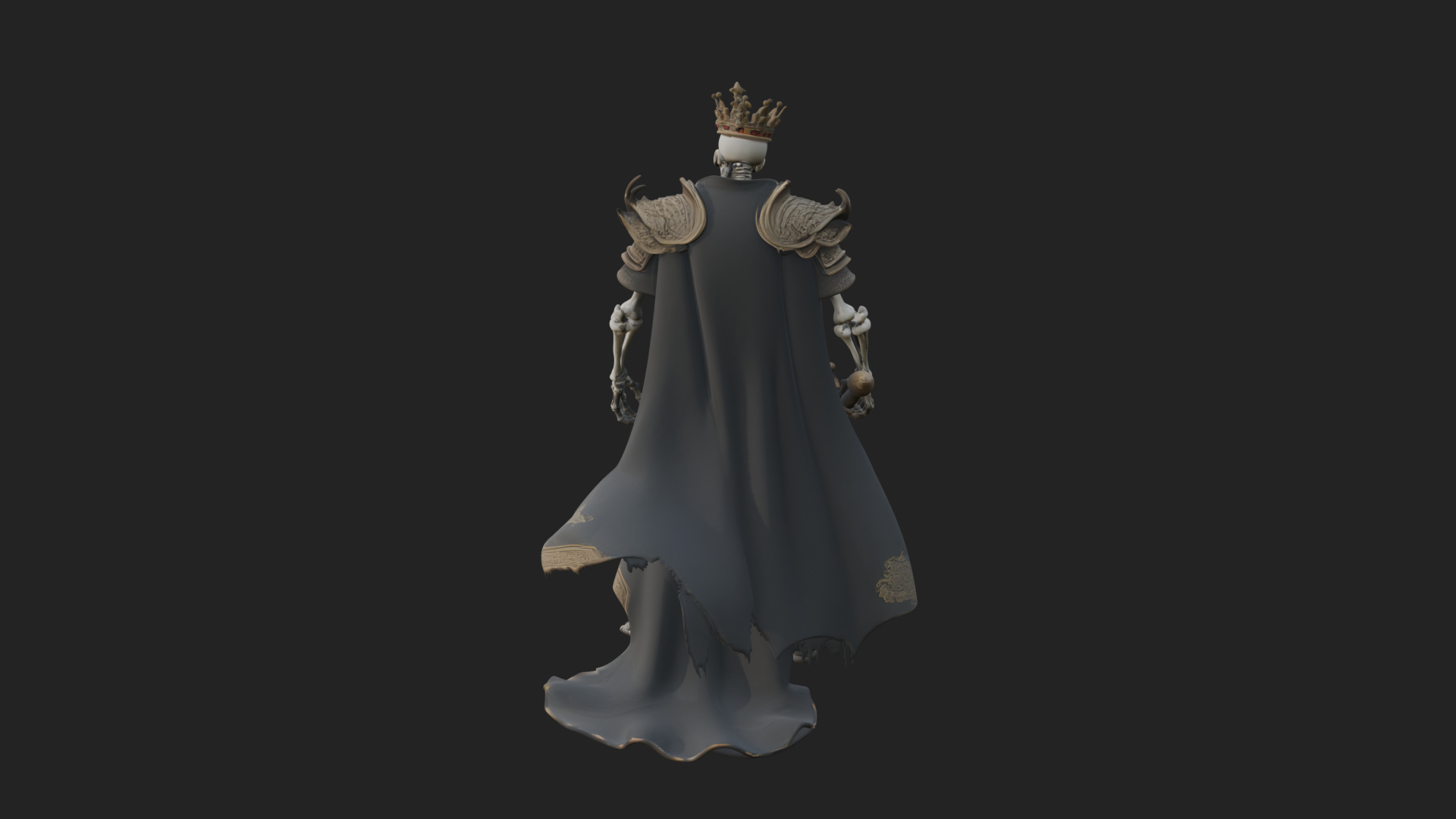 Crowned Skeleton King Statue Design 4 3D Print Model 3D Model