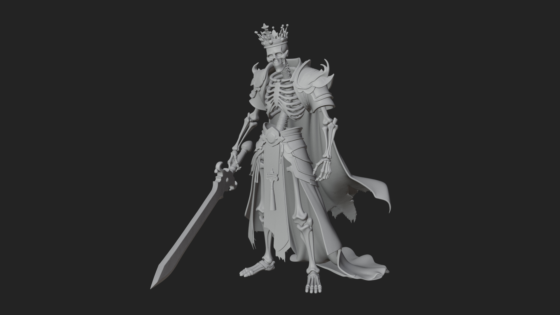 Crowned Skeleton King Statue Design 4 3D Print Model 3D Model