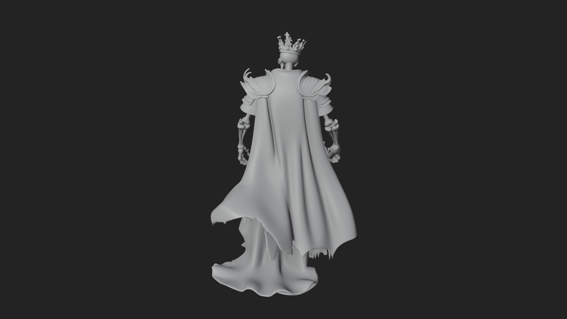 Crowned Skeleton King Statue Design 4 3D Print Model 3D Model