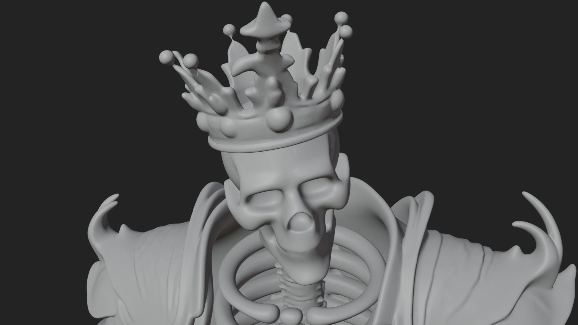 Crowned Skeleton King Statue Design 4 3D Print Model 3D Model