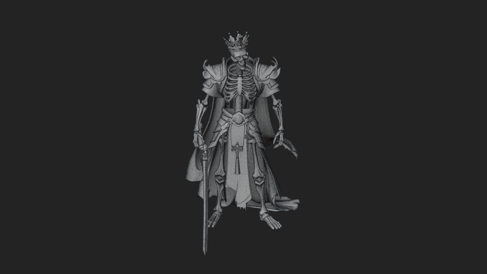 Crowned Skeleton King Statue Design 4 3D Print Model 3D Model