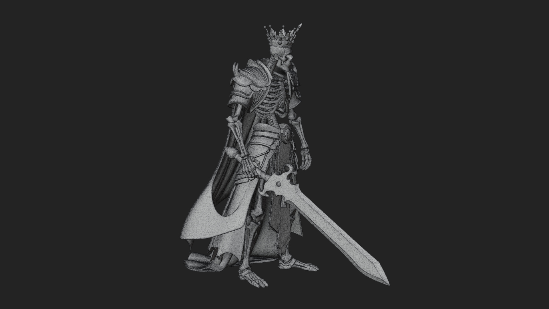 Crowned Skeleton King Statue Design 4 3D Print Model 3D Model