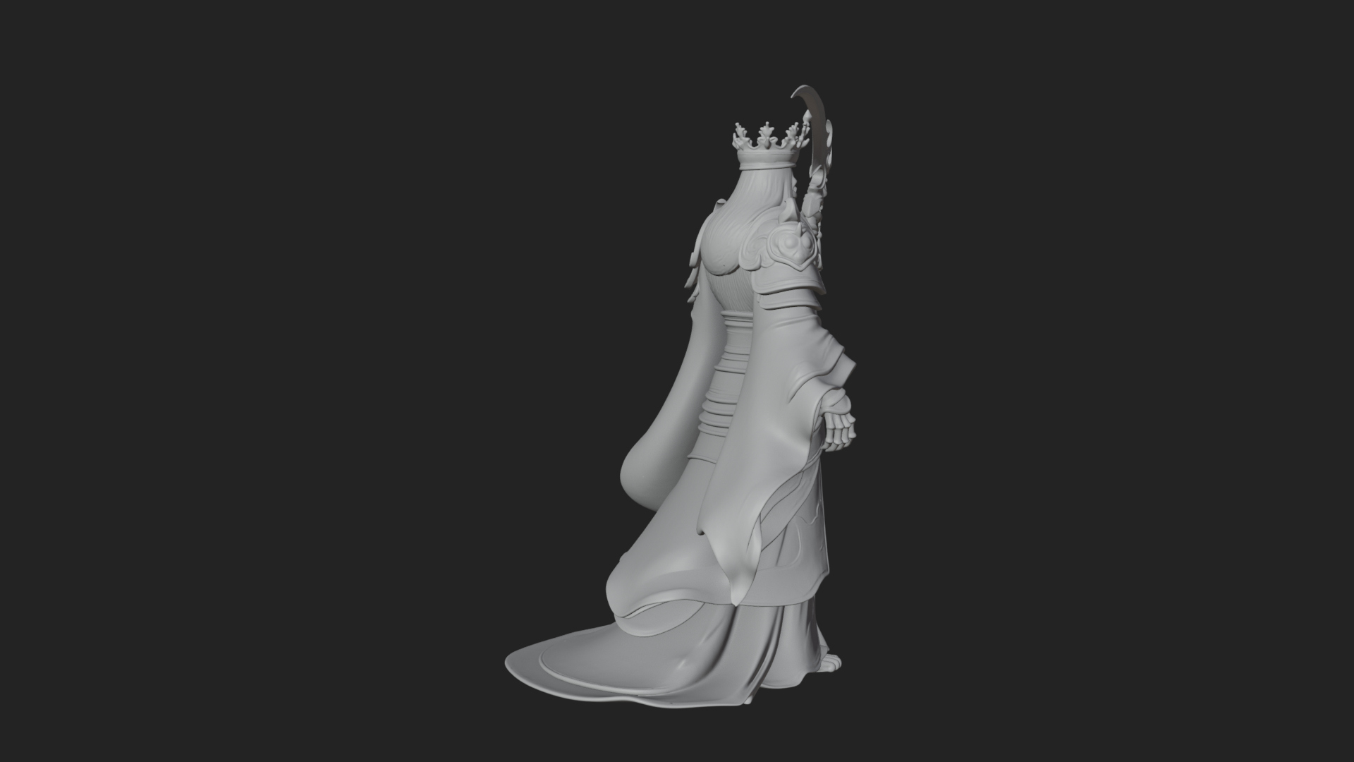 Crowned Skeleton King Statue Design 5 3D Print Model 3D Model