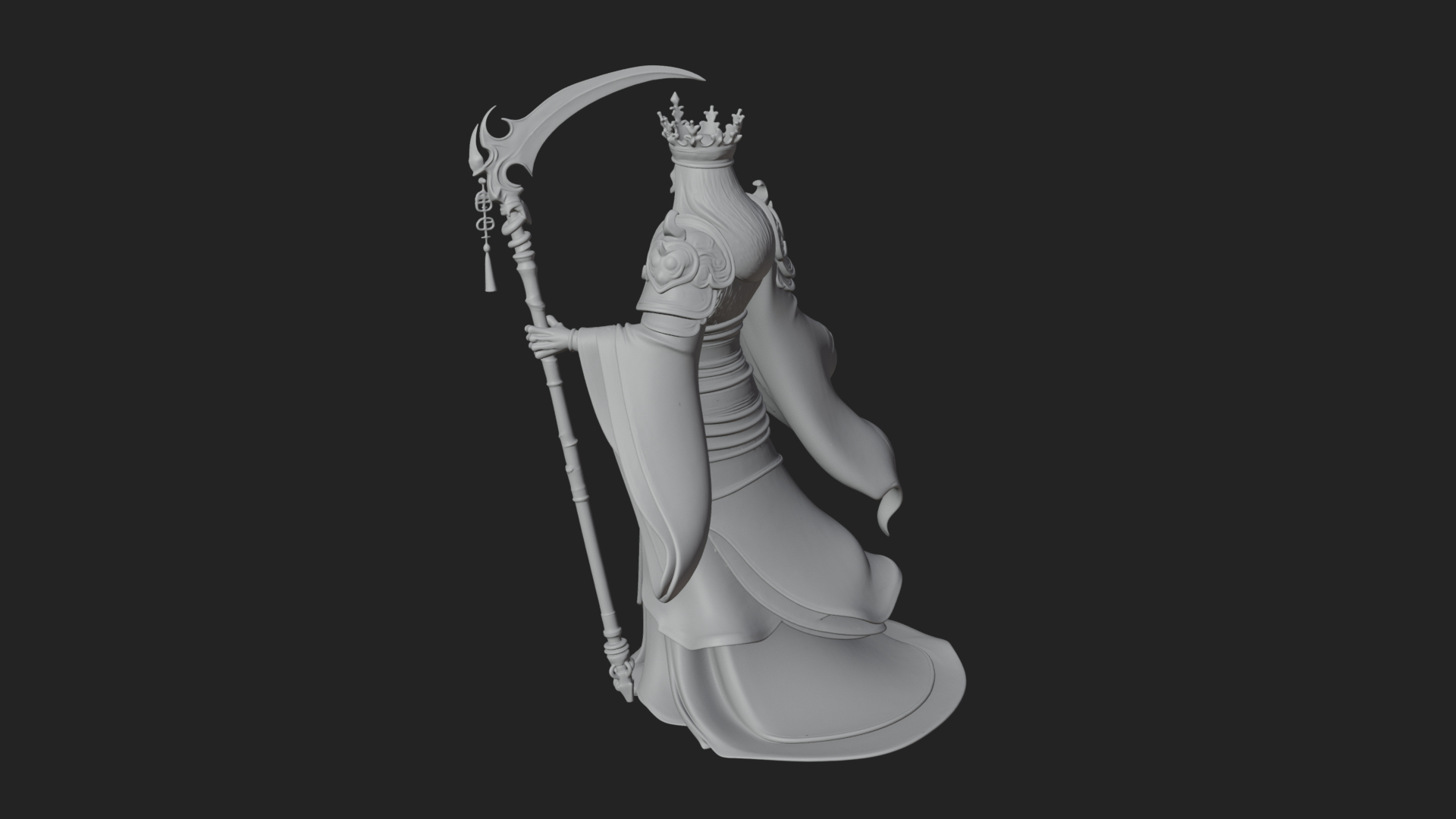 Crowned Skeleton King Statue Design 5 3D Print Model 3D Model