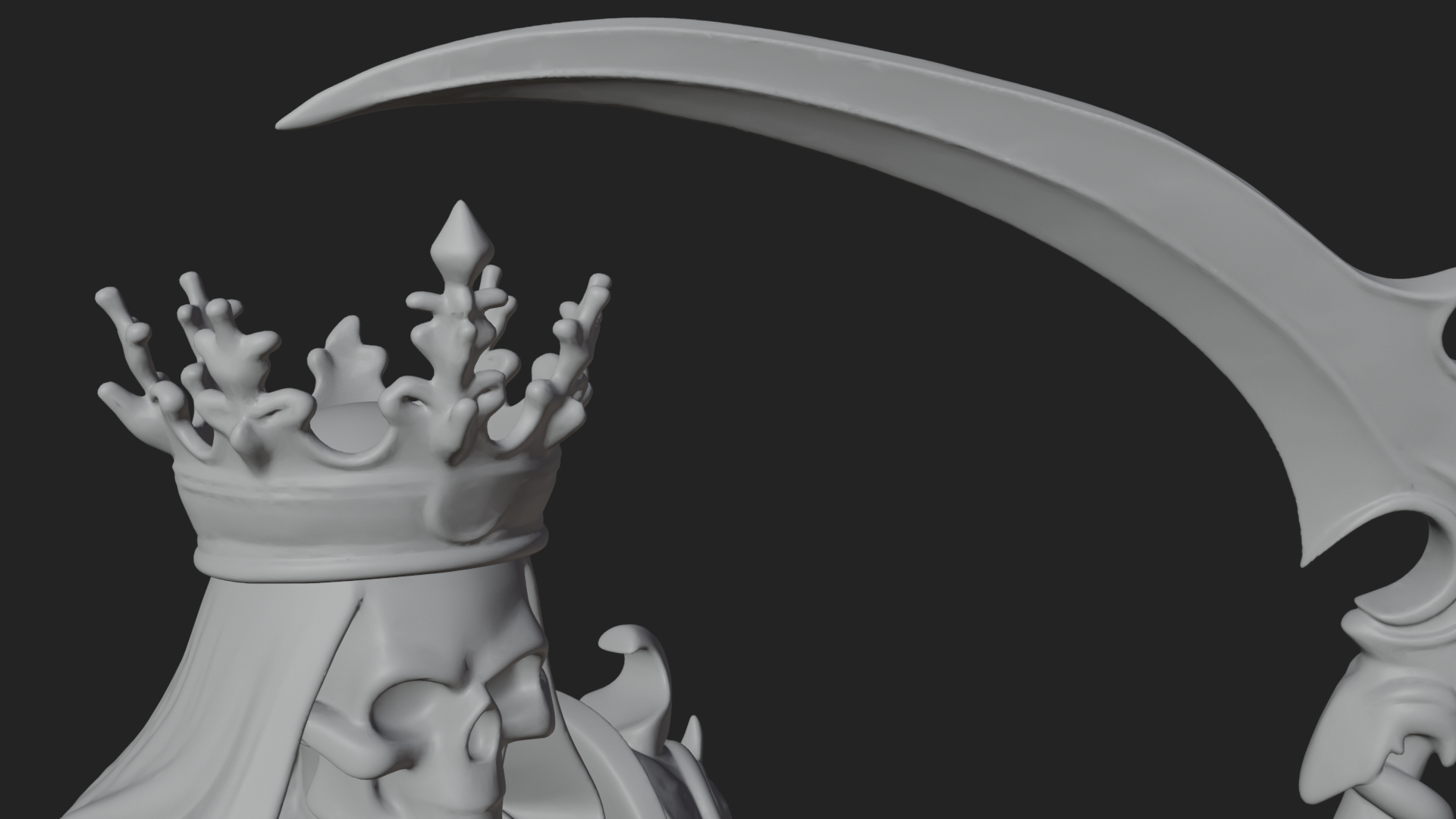 Crowned Skeleton King Statue Design 5 3D Print Model 3D Model