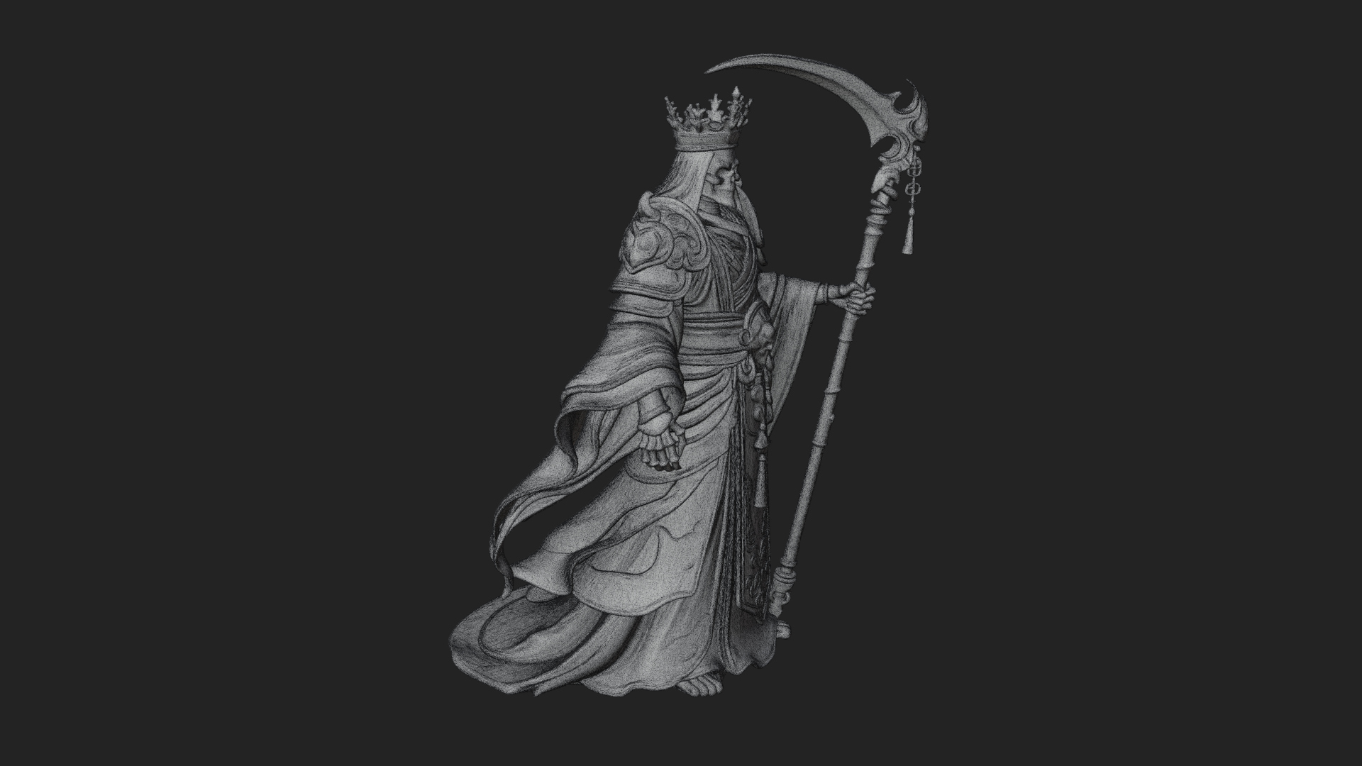 Crowned Skeleton King Statue Design 5 3D Print Model 3D Model