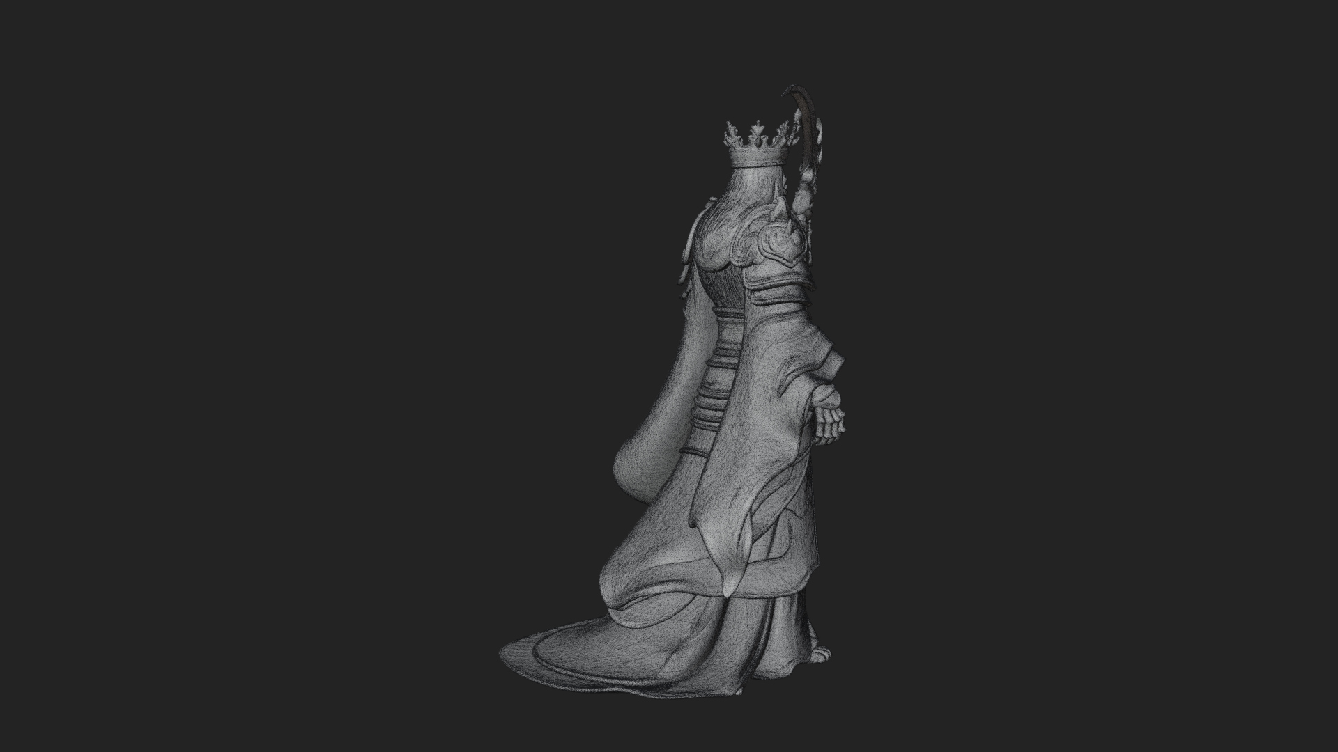 Crowned Skeleton King Statue Design 5 3D Print Model 3D Model