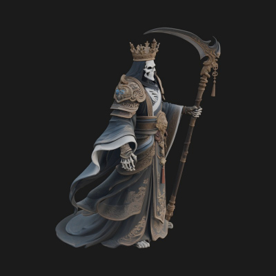 Crowned Skeleton King Statue Design 5 3D Print Model
