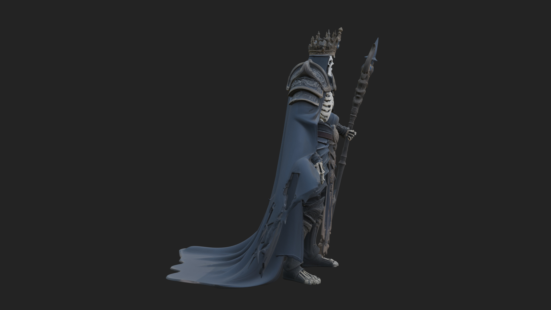 Crowned Skeleton King Statue Design 6 3D Print Model 3D Model